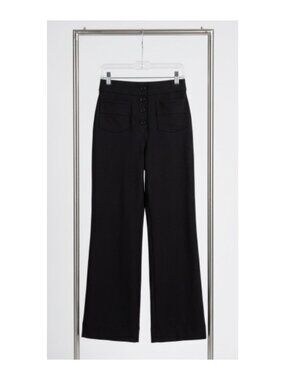 Halara Black Wide Leg Pants Size S Button Front Athleisure Pockets NWT